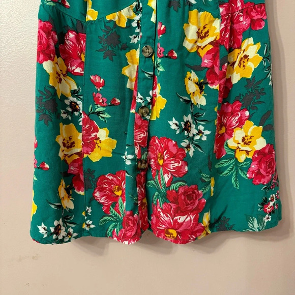 Torrid Fit And Flare Rayon Slub Lace-Up Back Tank Floral Green Women Size 1X - Picture 5 of 9